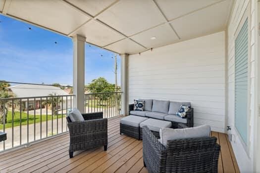 deck featuring an outdoor living space