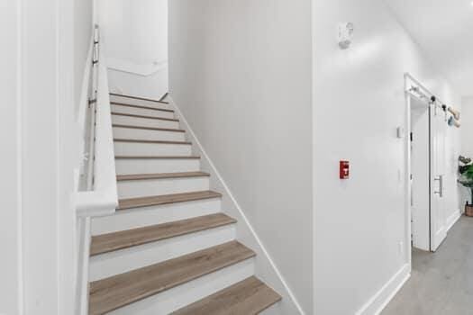 stairs with a barn door