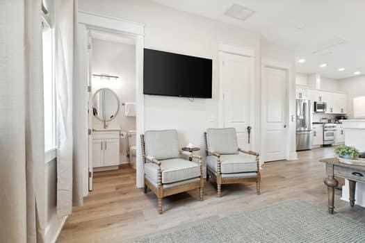 living area featuring light hardwood / wood-style floors