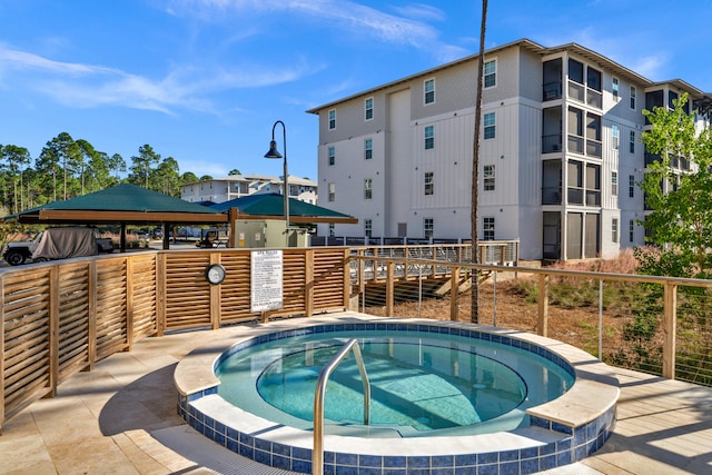 view of swimming pool with a gazebo