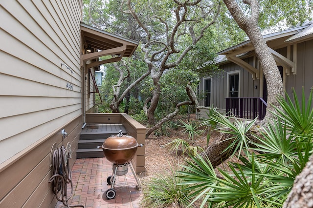 view of patio with area for grilling