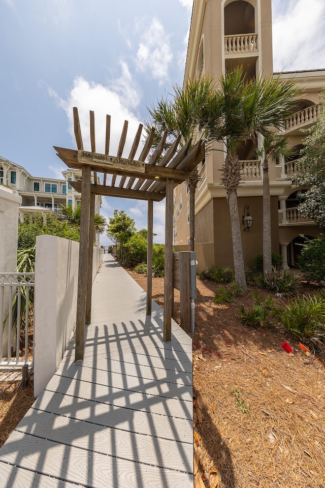 exterior space with a pergola