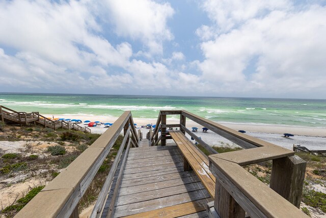 exterior space with a beach view