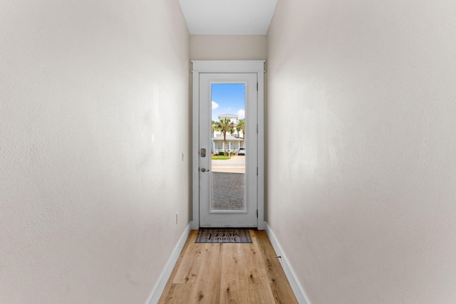 doorway featuring light wood-type flooring