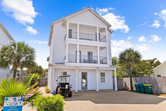 view of front of home with a balcony