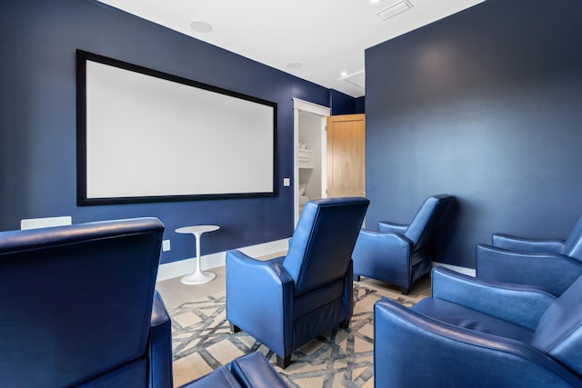 view of carpeted cinema room