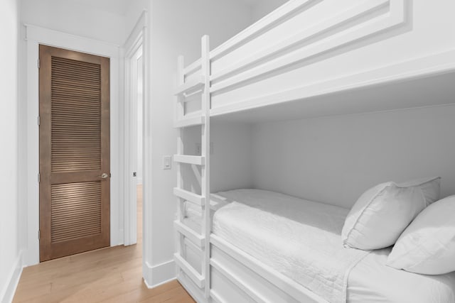 bedroom with light hardwood / wood-style floors