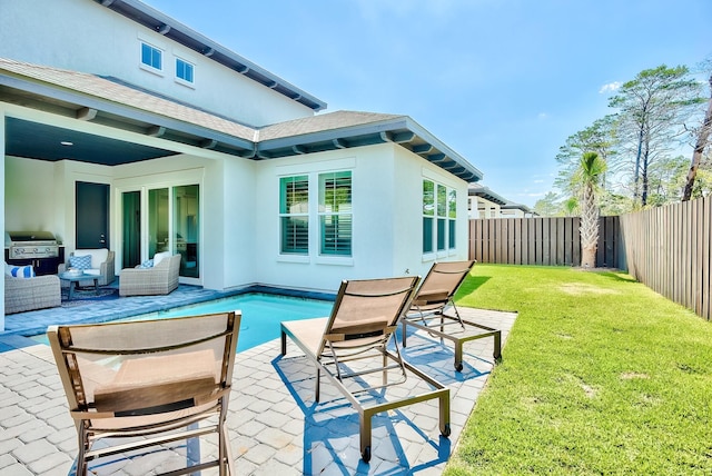 view of terrace featuring an outdoor living space