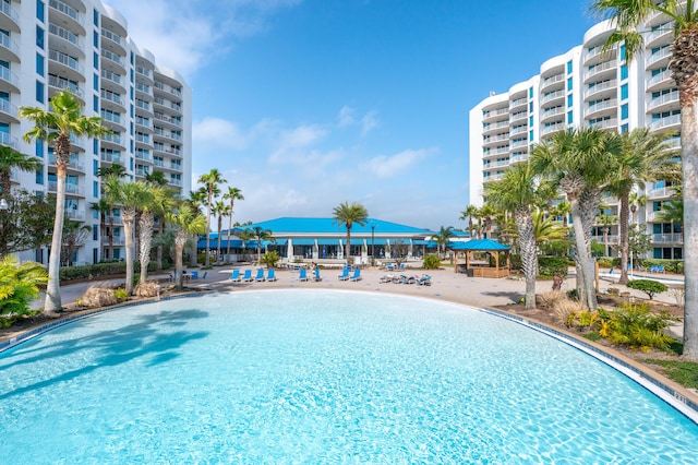 view of pool featuring a gazebo