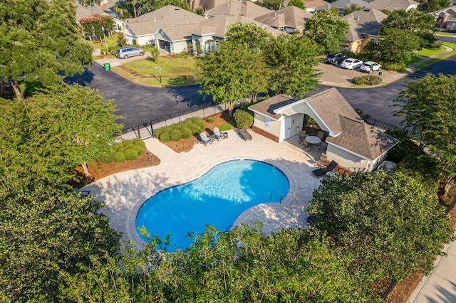 view of swimming pool with a patio