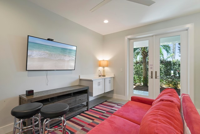 living room with french doors