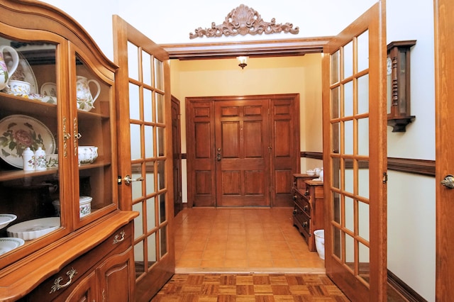 interior space featuring french doors