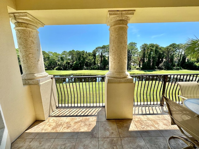 balcony with a water view