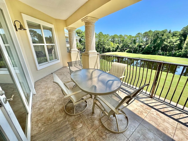 balcony with a water view