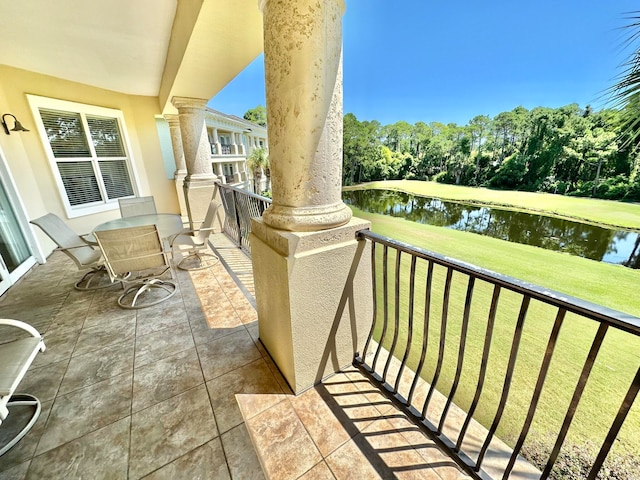 balcony with a water view