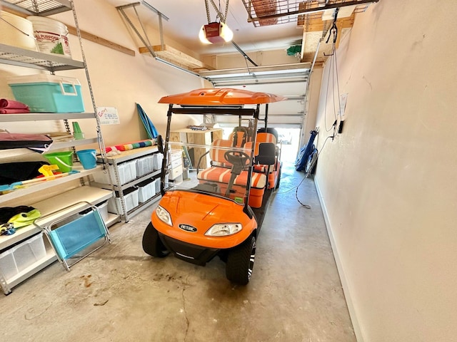 garage with a garage door opener