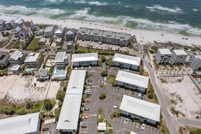 aerial view with a beach view and a water view