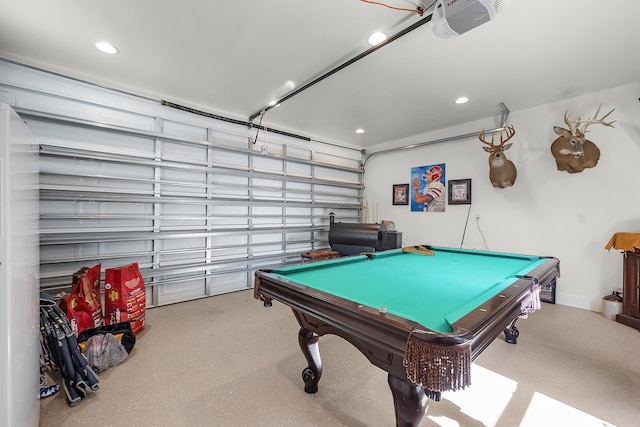 521 W Juniper Ave, Defuniak Springs, FL 32433 - rec room with a garage, billiards table, and recessed lighting