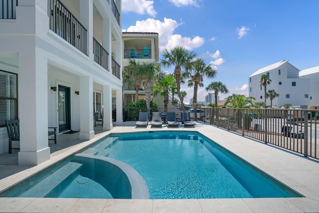 view of pool featuring a patio area