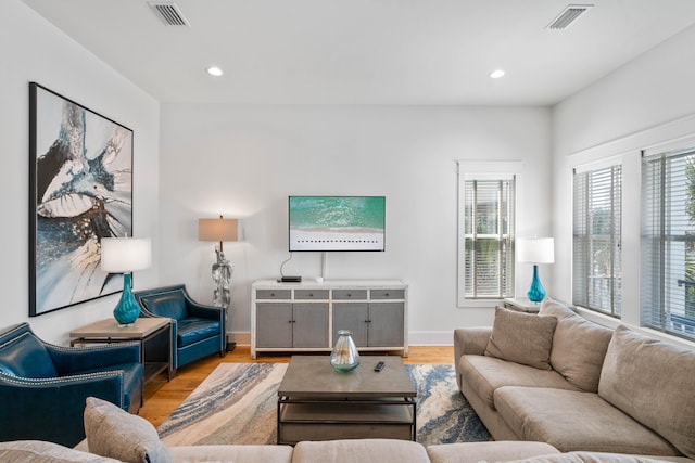 living room featuring light hardwood / wood-style flooring