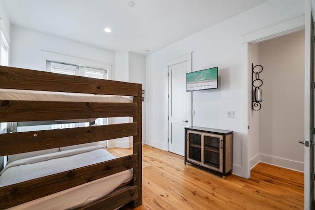 bedroom featuring light hardwood / wood-style floors