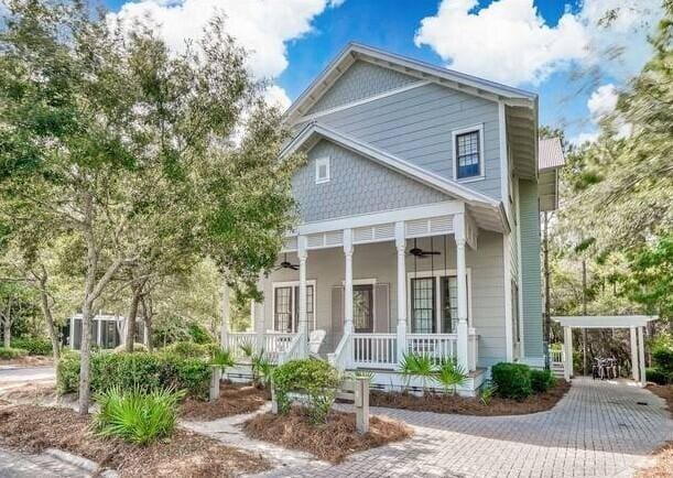 craftsman inspired home with covered porch