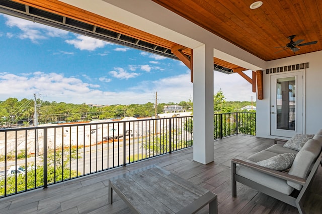 deck featuring ceiling fan