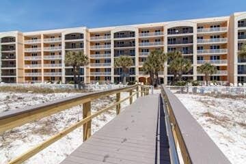 view of snow covered building