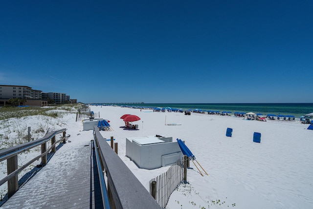 property view of water with a beach view