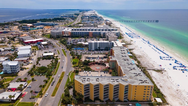 aerial view with a beach view and a water view