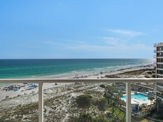 property view of water featuring a view of the beach