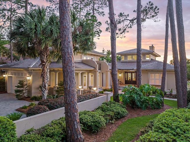 view of front of house with a garage