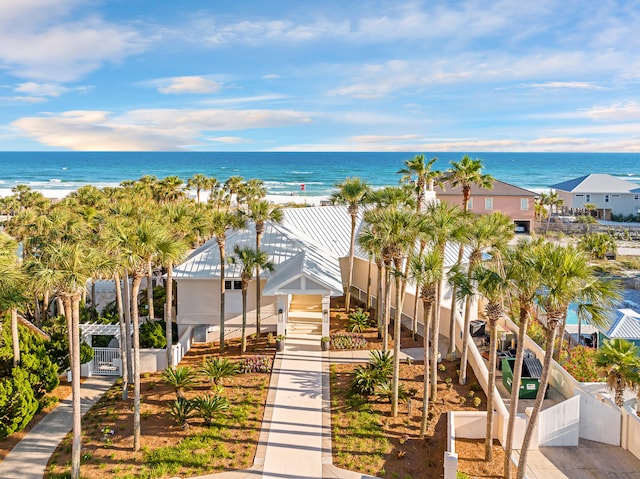 exterior space featuring a water view