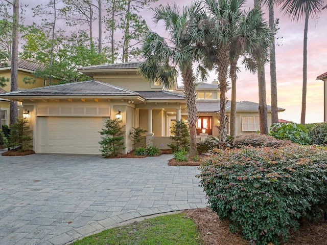 view of front of house with a garage