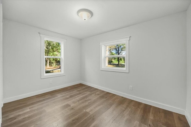 empty room featuring plenty of natural light and wood-type flooring