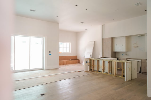 interior space with light hardwood / wood-style floors