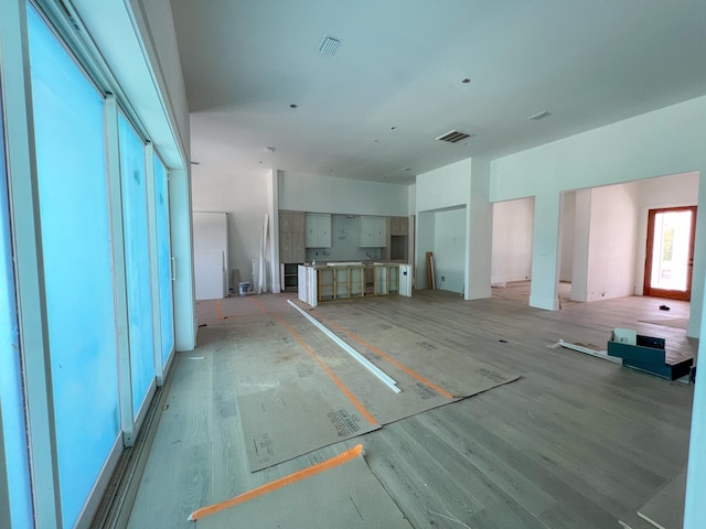 unfurnished living room featuring light hardwood / wood-style floors