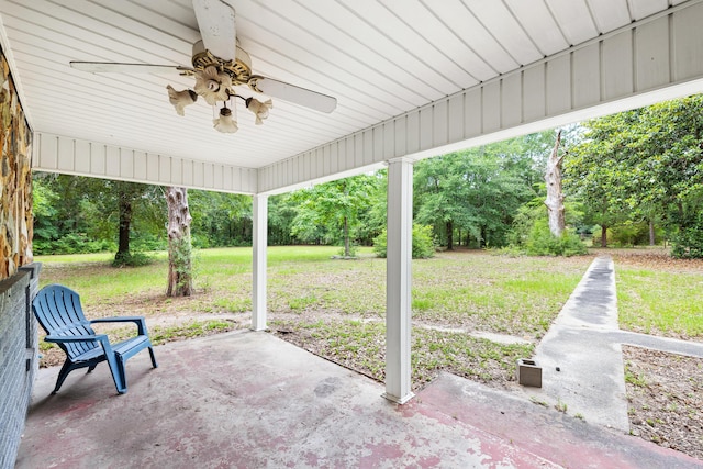 view of patio / terrace featuring ceiling fan