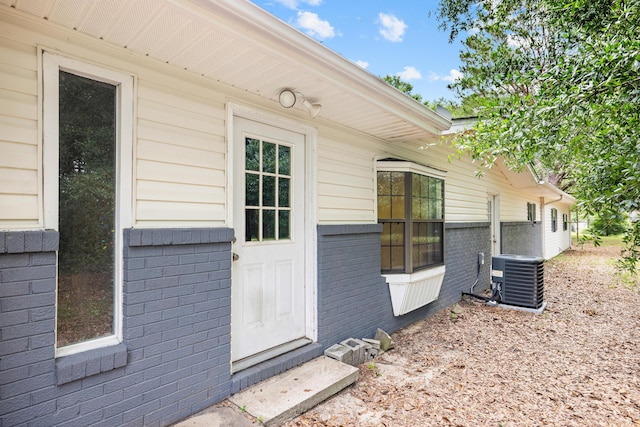 property entrance with central air condition unit