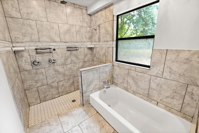 bathroom with separate shower and tub