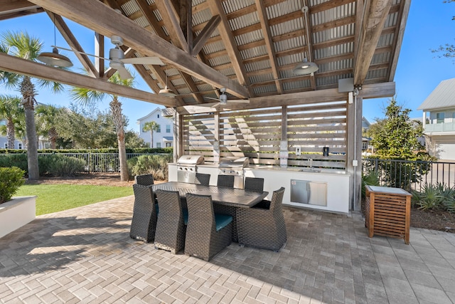 view of patio / terrace featuring an outdoor kitchen