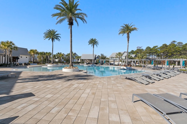 view of pool featuring a patio