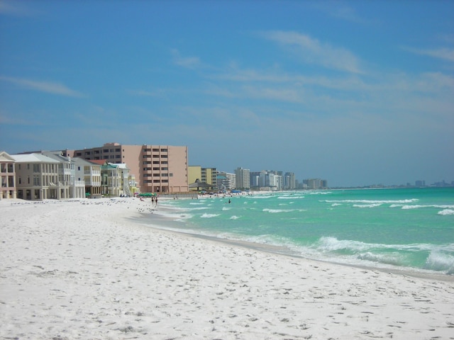 property view of water with a beach view