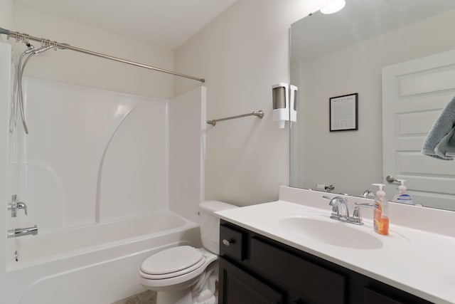 full bathroom with toilet, washtub / shower combination, and vanity