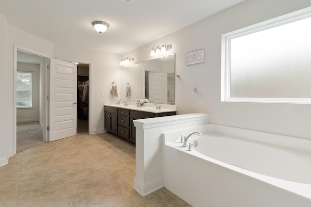 bathroom featuring vanity and a bathtub