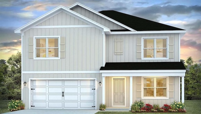 view of front of house with a garage