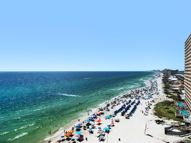 property view of water featuring a view of the beach