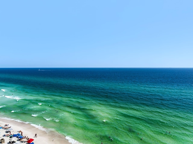 property view of water with a beach view