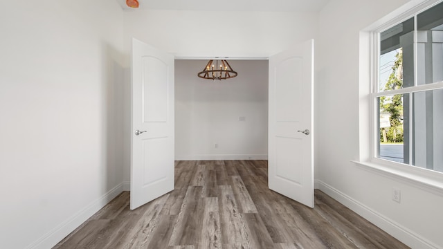 interior space with hardwood / wood-style floors