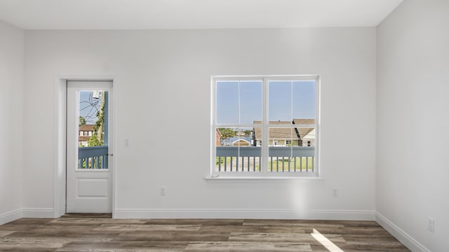 spare room with wood-type flooring